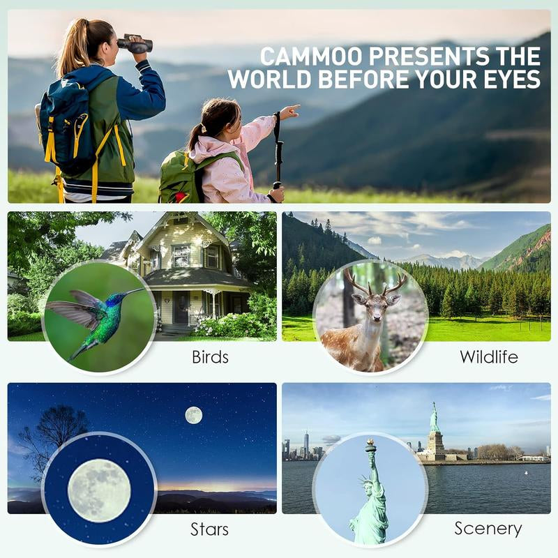 CAMMOO Monocular 24Mm Large Eyepiece, 12×50 High Power Monocular Telescope for Bird, Wildlife, Stars Watching, Camping, SMC Clear Low Light Vision, IPX7 Waterproof Monocular with Smartphone Adapter