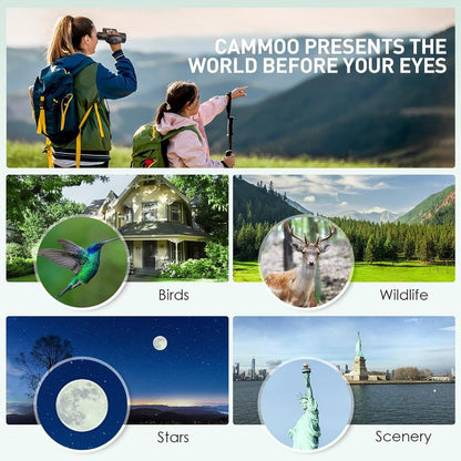 CAMMOO Monocular 24Mm Large Eyepiece, 12×50 High Power Monocular Telescope for Bird, Wildlife, Stars Watching, Camping, SMC Clear Low Light Vision, IPX7 Waterproof Monocular with Smartphone Adapter