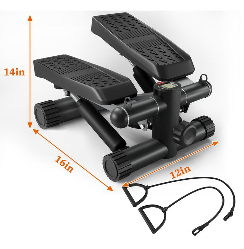 Steppers for Exercise, Stair Stepper with Resistance Bands, Mini Stepper with 330LBS Loading Capacity, Hydraulic Fitness Stepper with LCD Monitor, No Assembly Required