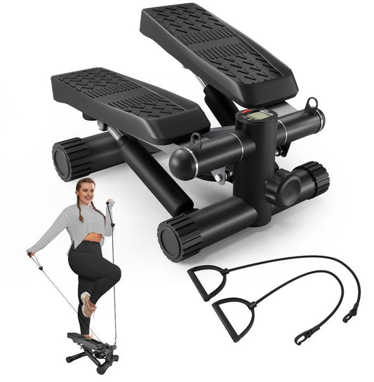 Steppers for Exercise, Stair Stepper with Resistance Bands, Mini Stepper with 330LBS Loading Capacity, Hydraulic Fitness Stepper with LCD Monitor, No Assembly Required